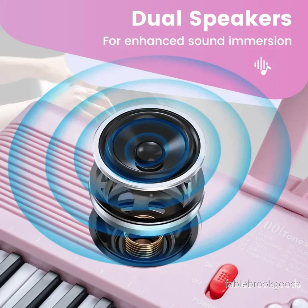 Tangenter – Pianoklavier med stativ och mikrofon bärväska Digitalpiano E – 61 – Rosa - Bild 3
