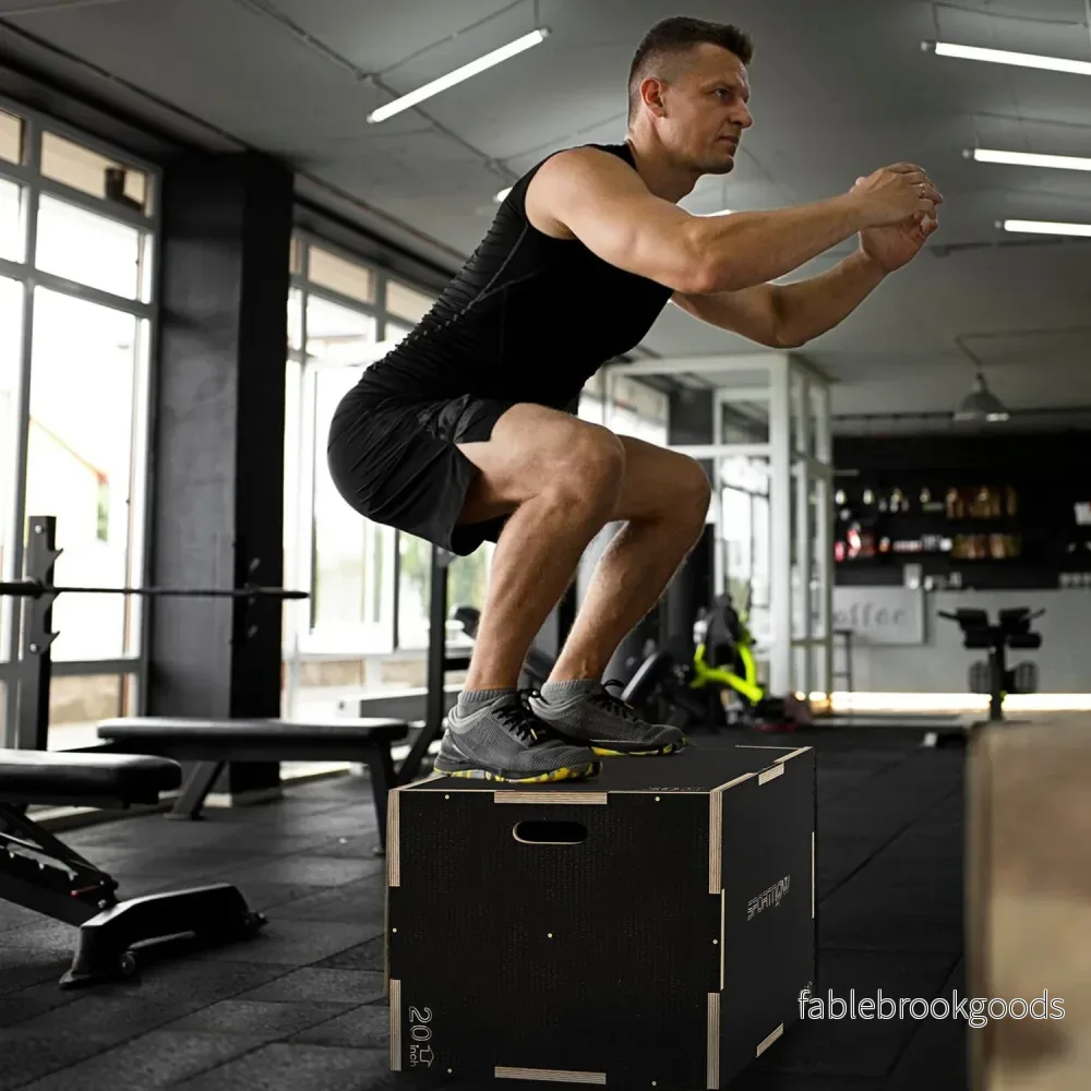 Plyometrisk Jump Box – 3 i 1 träplattform med handtag - Bild 2