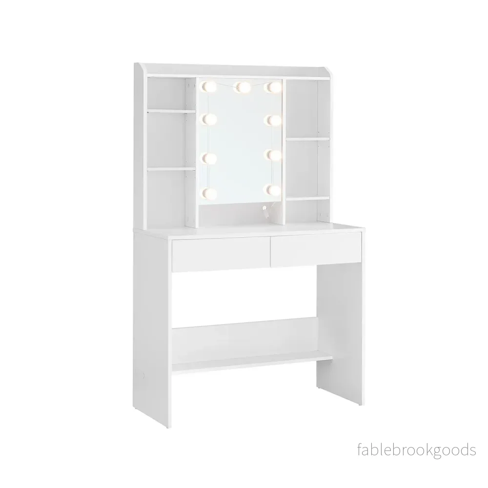 Sminkbord – modernt med spegel och lådor – molnvitt Sminkbord – modernt med spegel och lådor – molnvitt