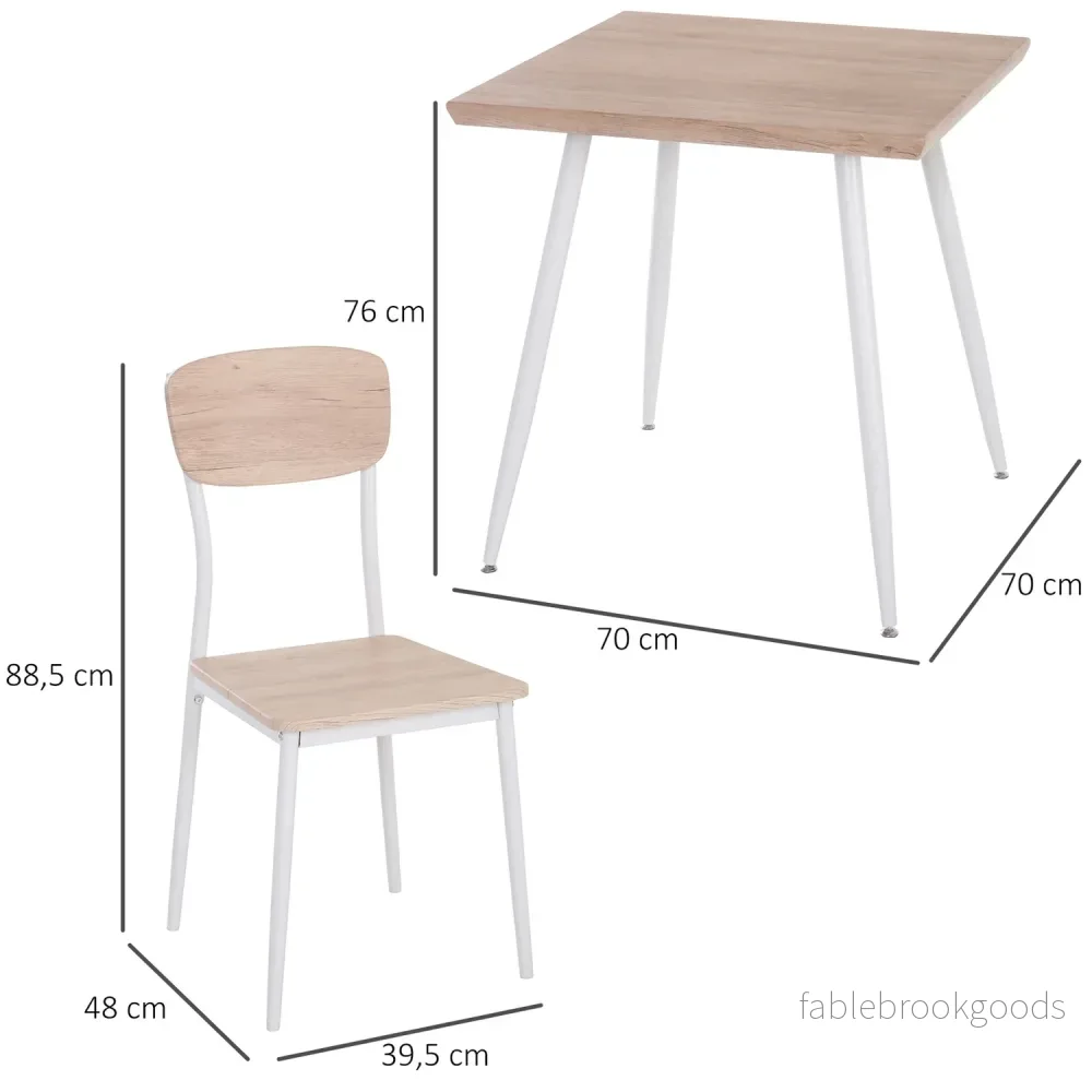 Matbordsset, 3-delat – MDF & metall, träfibrer & vitt - Bild 3