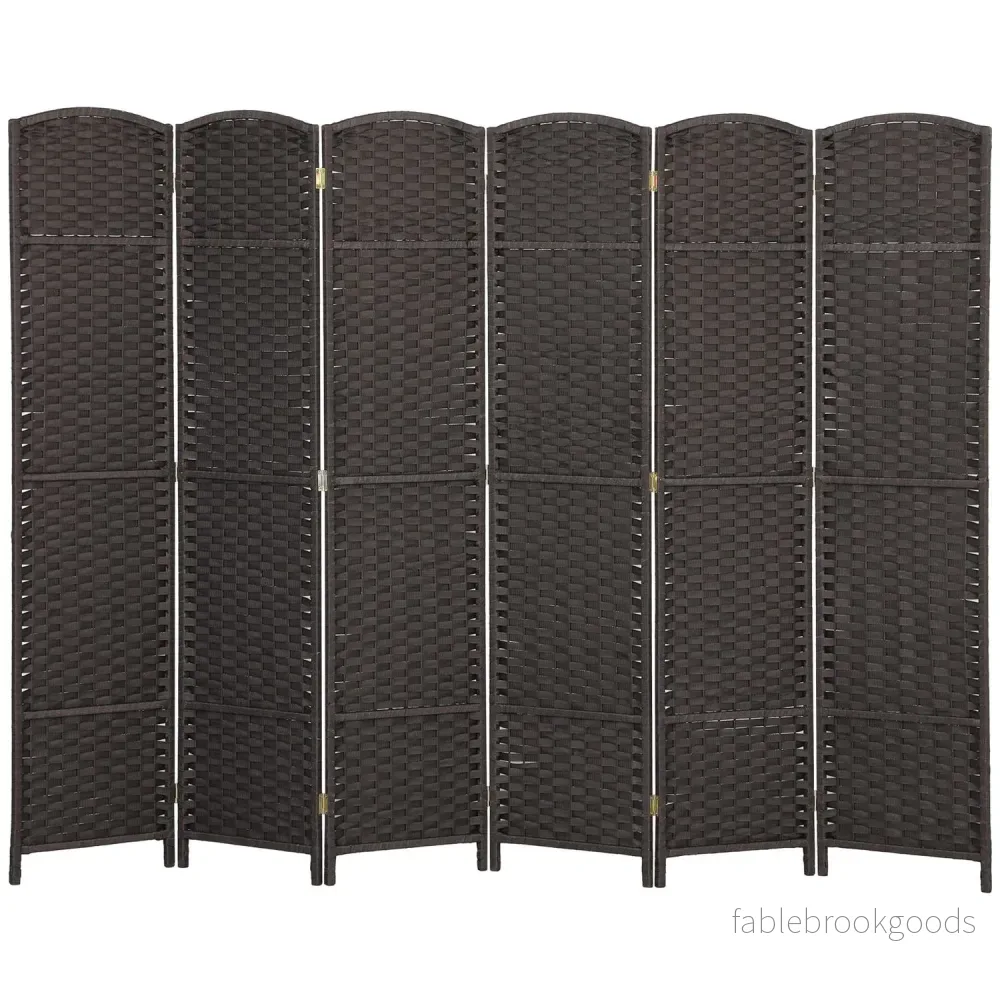 6-panels fällbar rumsavdelare, brun, polypropen