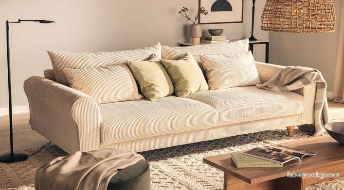 Turku 4-seater sofa/sofa bed Corduroy, Cream removable & washable covers Turku 4-seater sofa/sofa bed Corduroy, Cream removable & washable covers