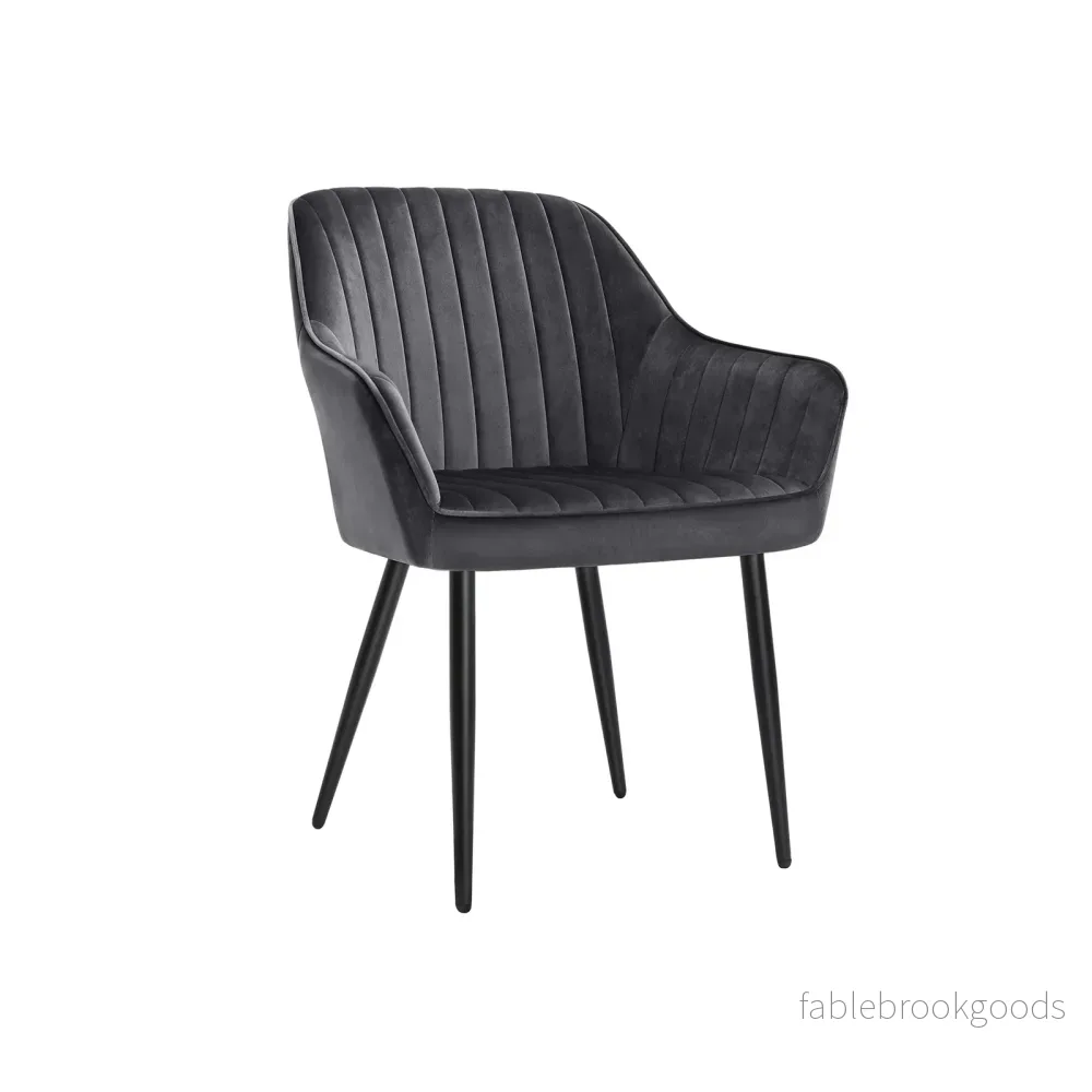 Matsalsstol – Ergonomisk design – Sammetssits – Mörkgrå Matsalsstol – Ergonomisk design – Sammetssits – Mörkgrå