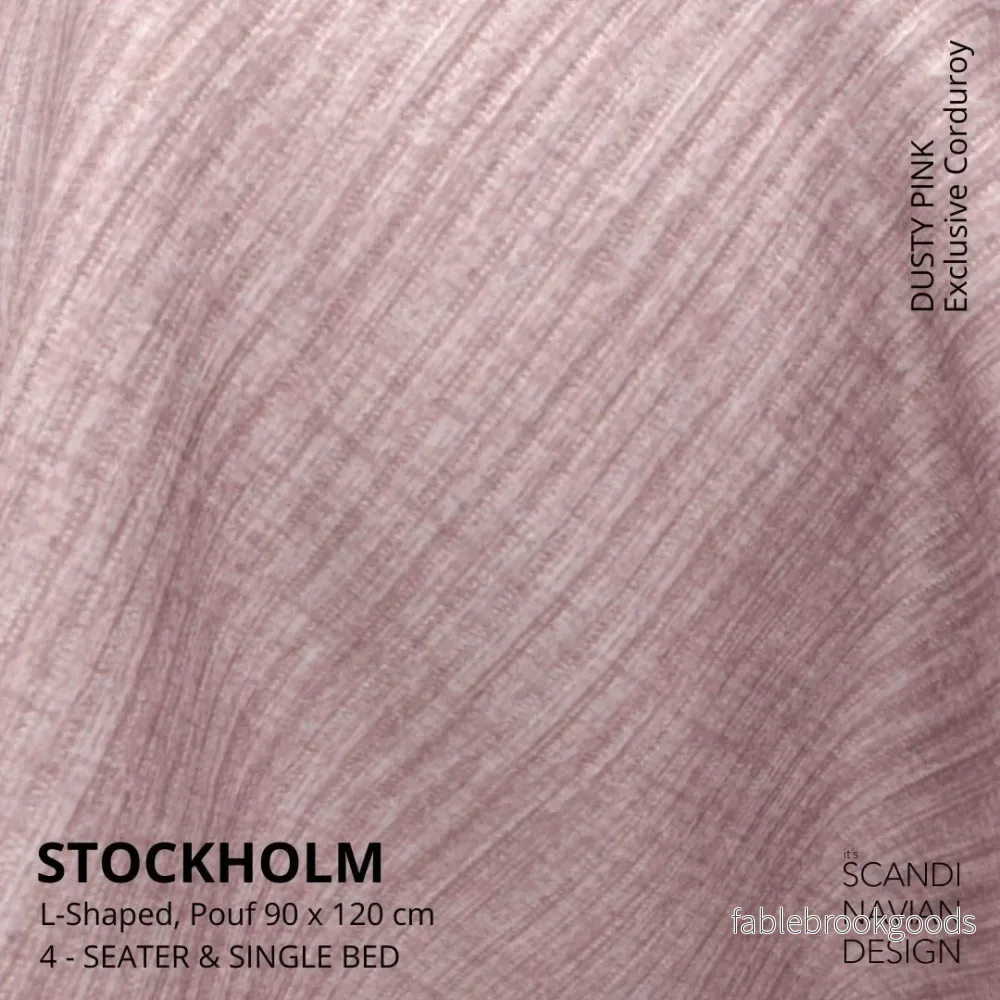 Stockholm L- Shaped sofa/single bed Exclusive Corduroy Dusty Pink removable & washable cover - Bild 2