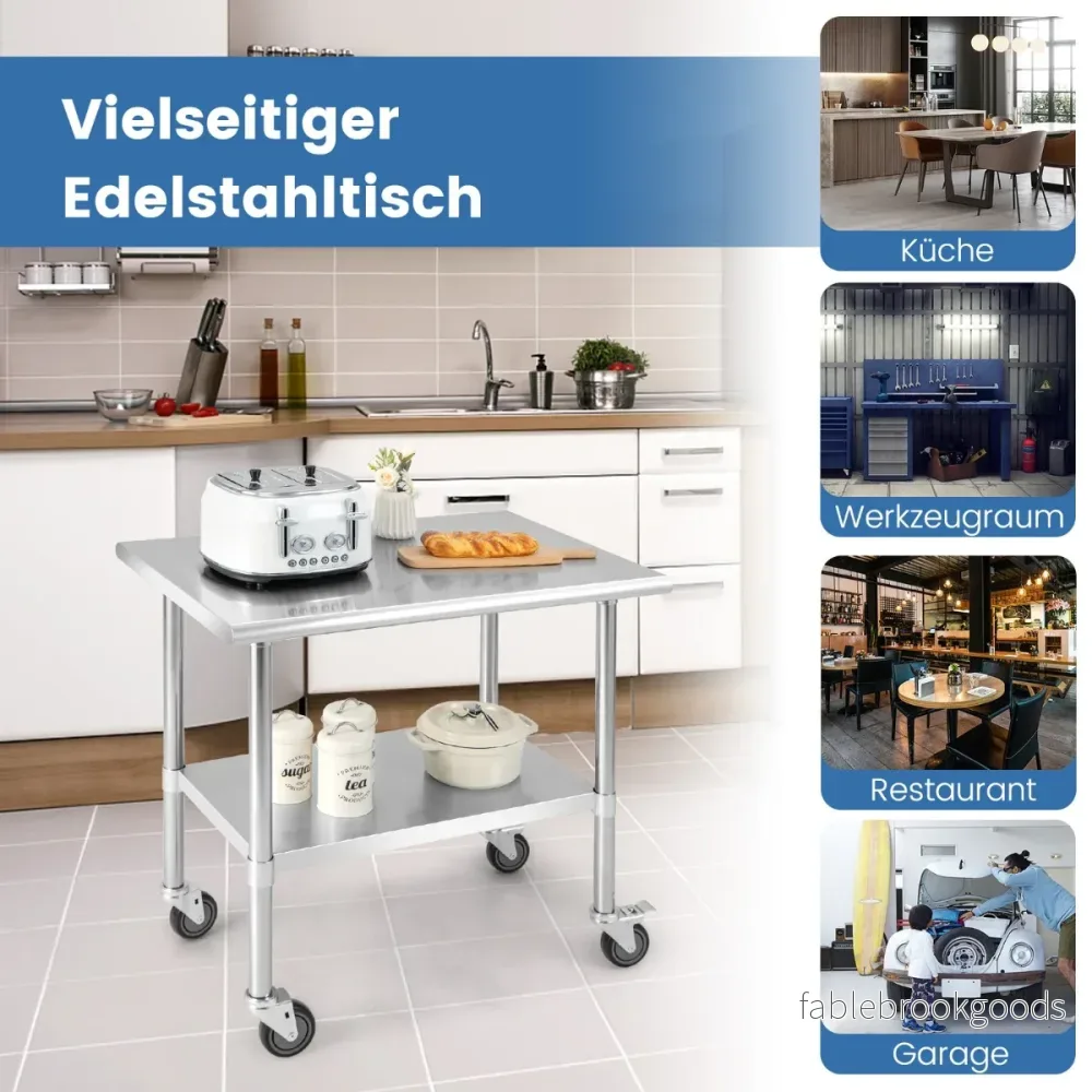 Rostfritt – bord stål – 91,5 x 61 x 88,5 cm – Silver - Bild 2