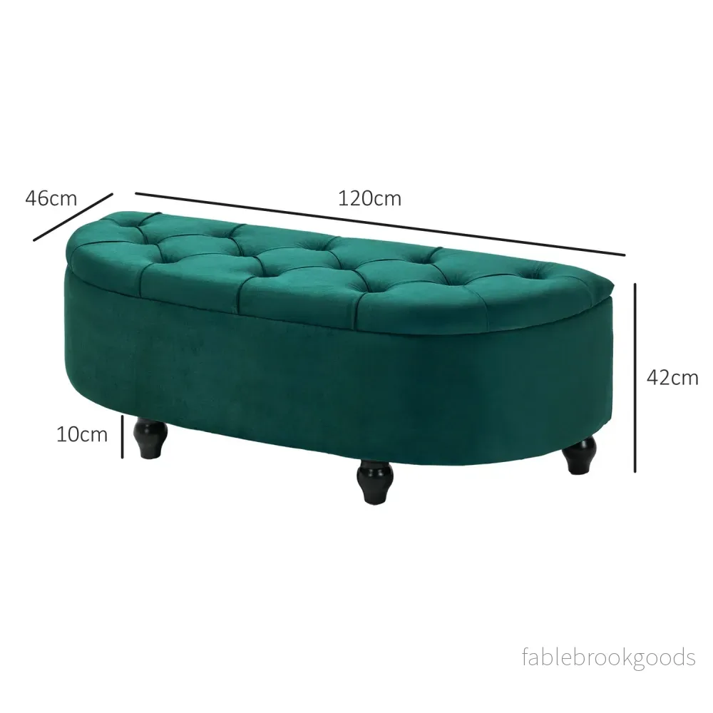 Förvaringsbänk med sammetskudde, mörkgrön, 120x46x42 cm - Bild 3