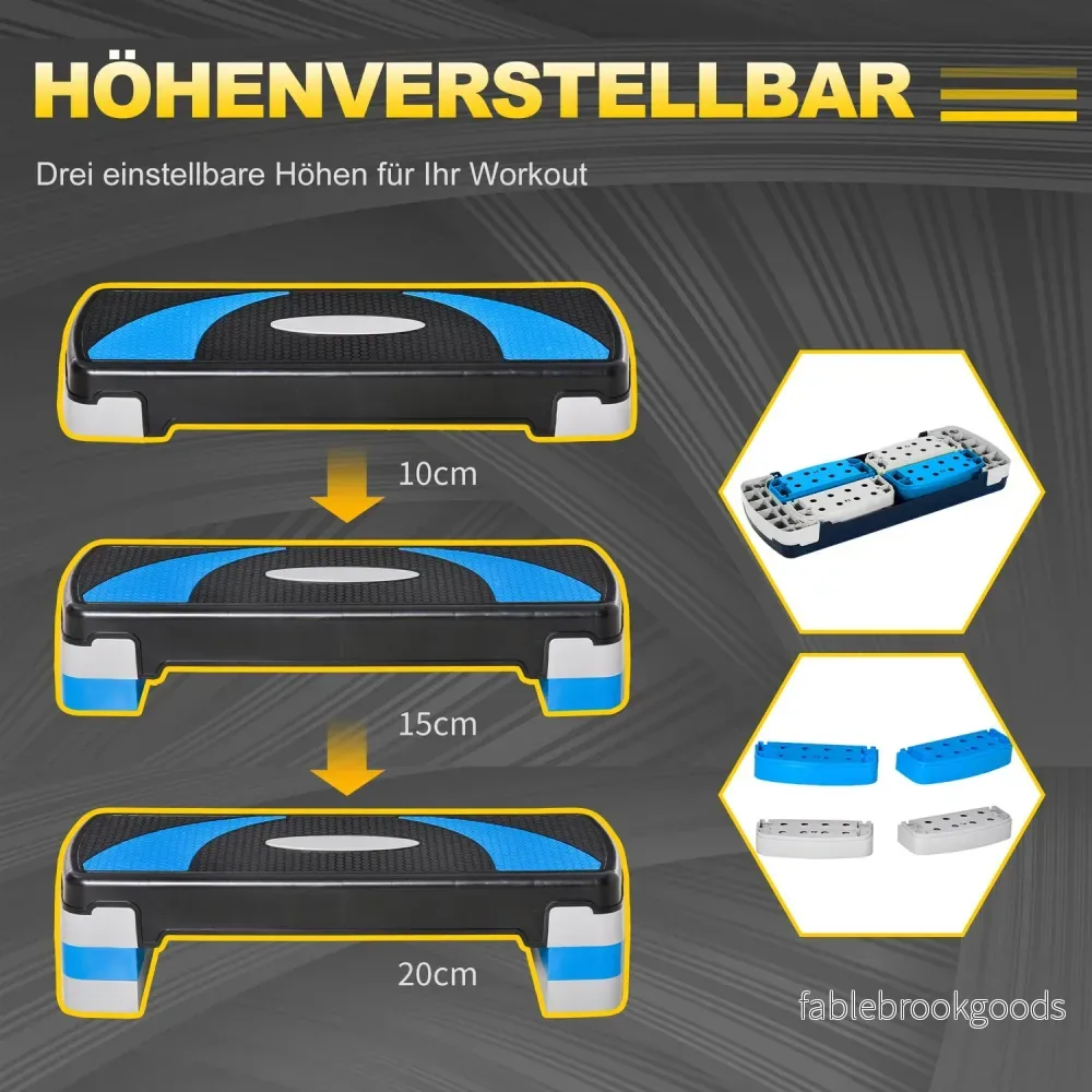 Ljusblå Aerobic Stepper, justerbar höjd, 150 kg kapacitet - Bild 3