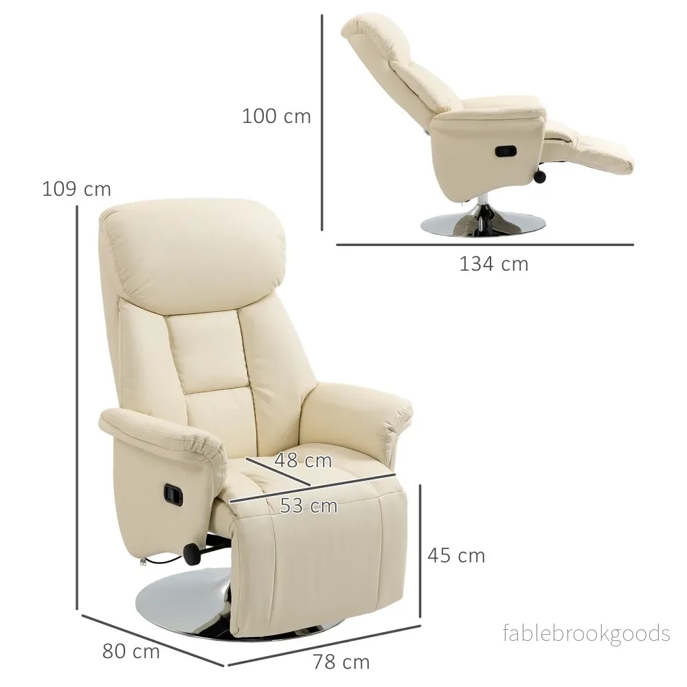 Fåtölj med läderlook, 360 graders vridning, cremefärgad, 150 kg kapacitet - Bild 3