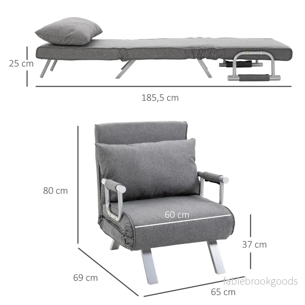Grå 3-i-1 bäddsoffa, gästsäng & schäslong 65x69x80 cm - Bild 3