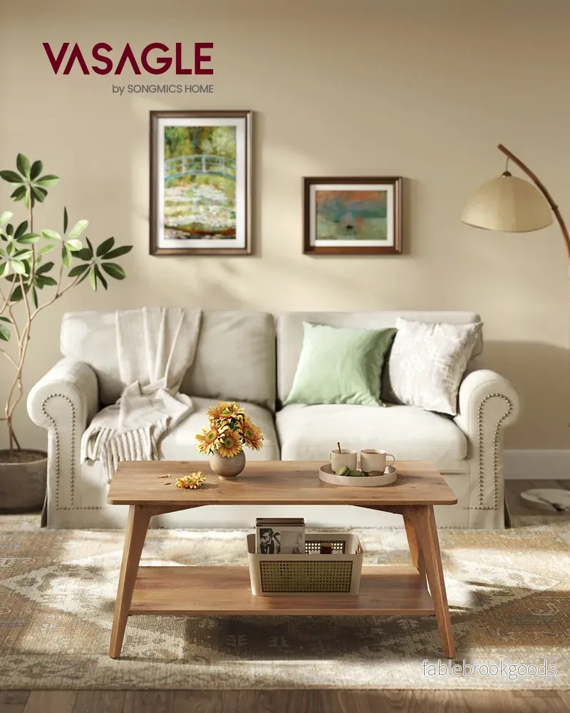 Salontafel - 100 x 55 x 45 cm - 2 planken - aardbruin - Bild 2