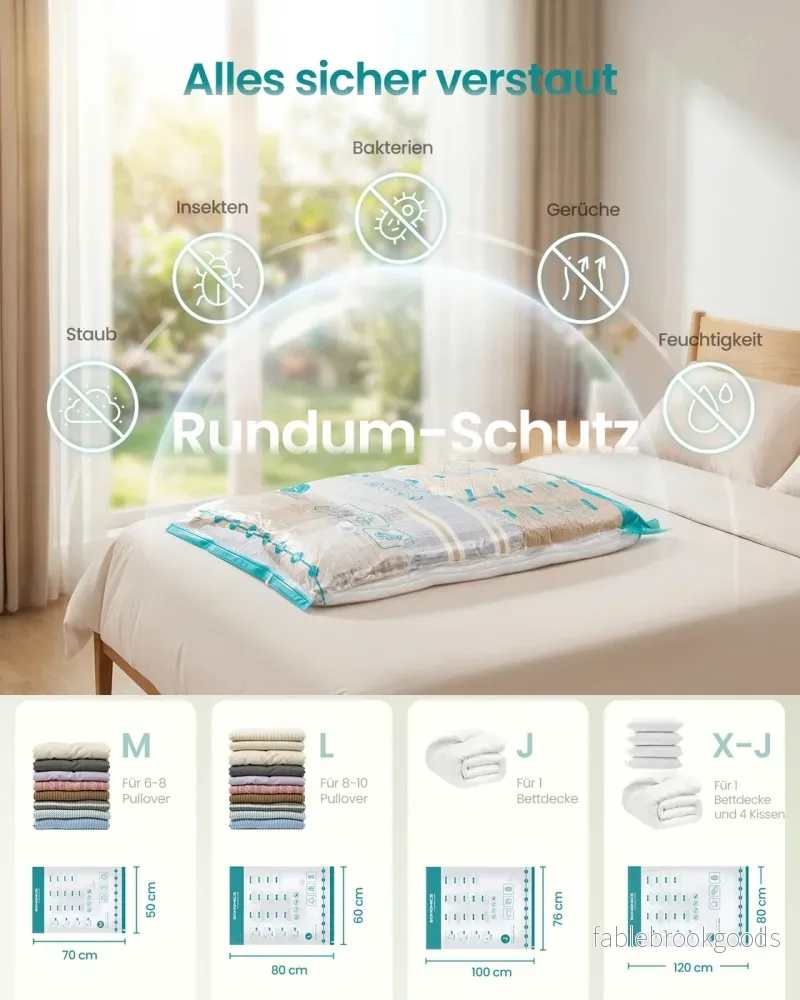 Vacuümzakken - Maat M 70 x 50 cm, Maat L 80 x 60 cm, Maat J 100 x 76 cm, Maat X-J 120 x 80 cm - Transparant - Totaal gewicht 1,4 kg - Bild 3