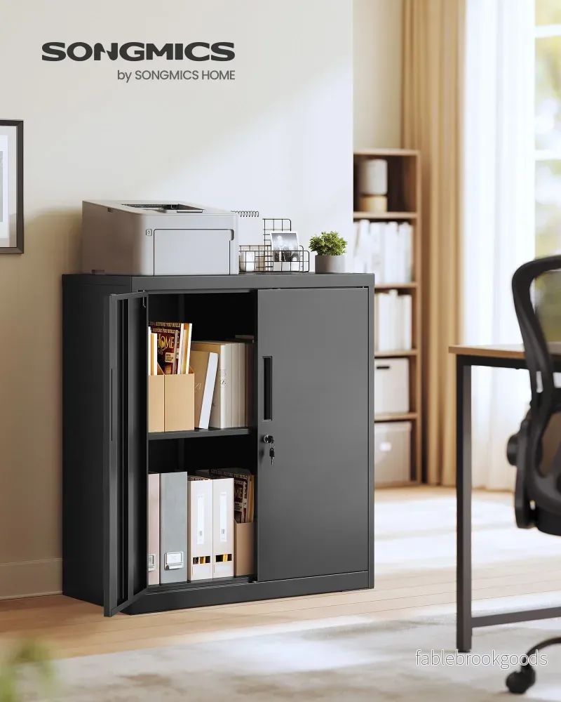 Archiefkast - Afsluitbaar met 2 Deuren - Matzwart - 80 x 40 x 90 cm - Bild 2