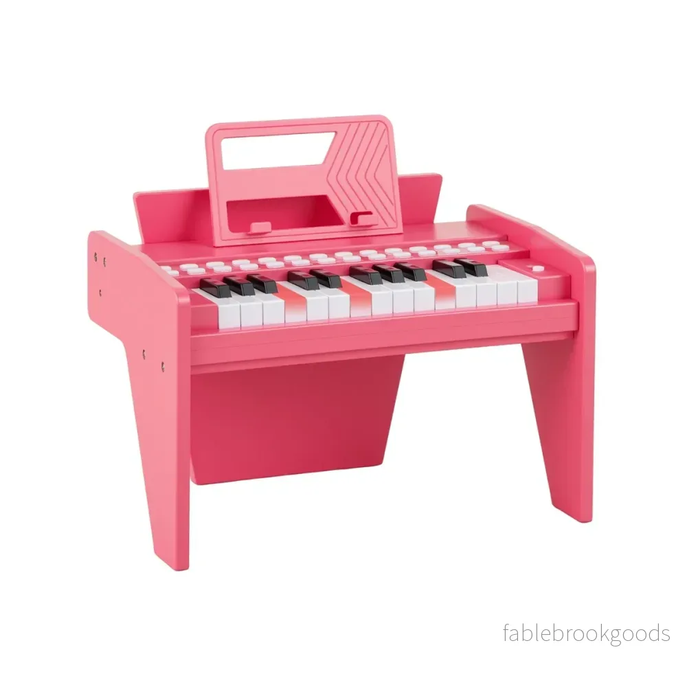 Tangent – Keyboard Barn Mini Digitalt Piano Träleksak med Inställbar Hastighet – 25 – Rosa