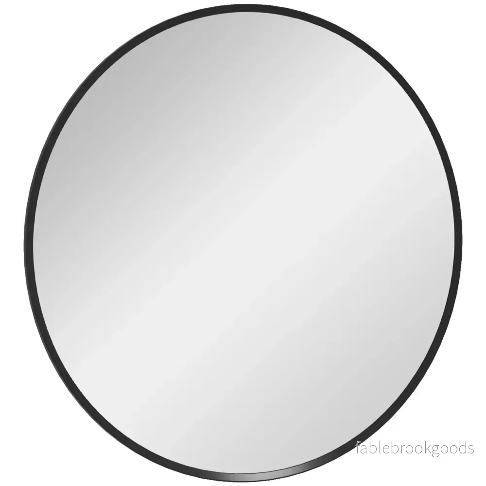 Rund svart väggspegel – 60x60 cm, Aluminiumram