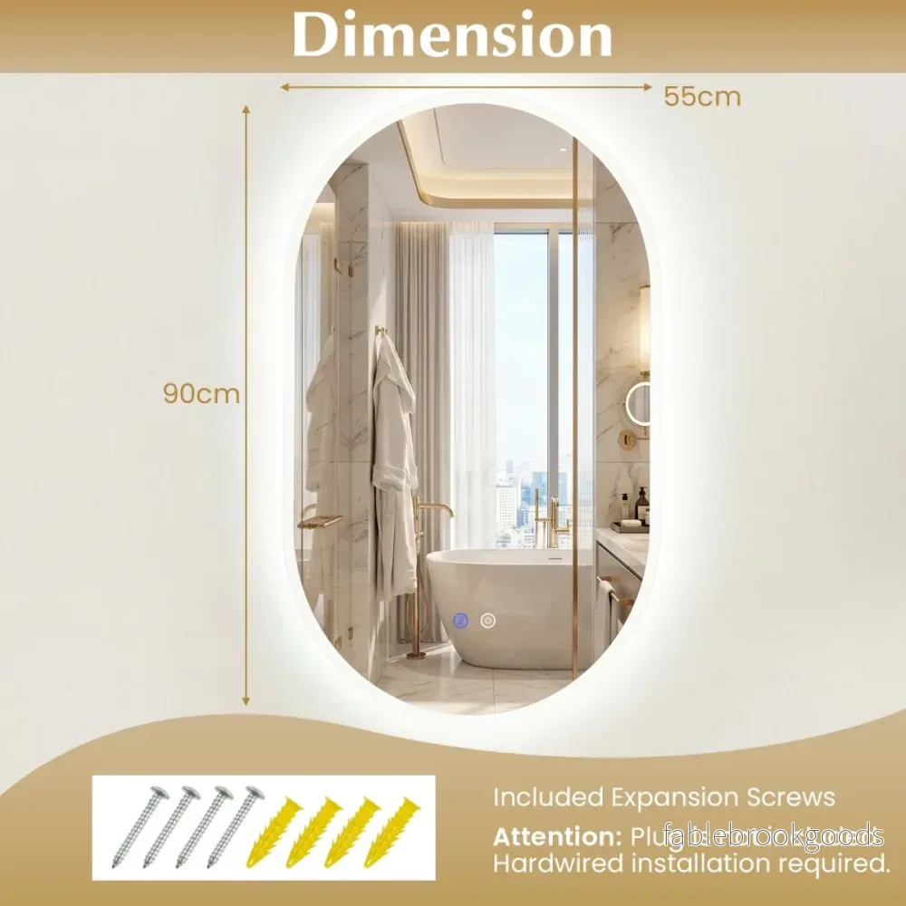 Belyst – badrumsspegel väggspegel med bakgrundsbelysning – 90 x 55 cm – Silver - Bild 2