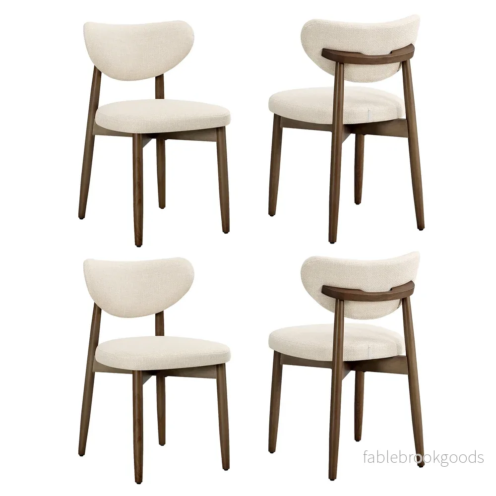 Eetkamerstoelen - Set van 4 - Ergonomische Rugleuning - Massief Hout - Beige - Bild 2