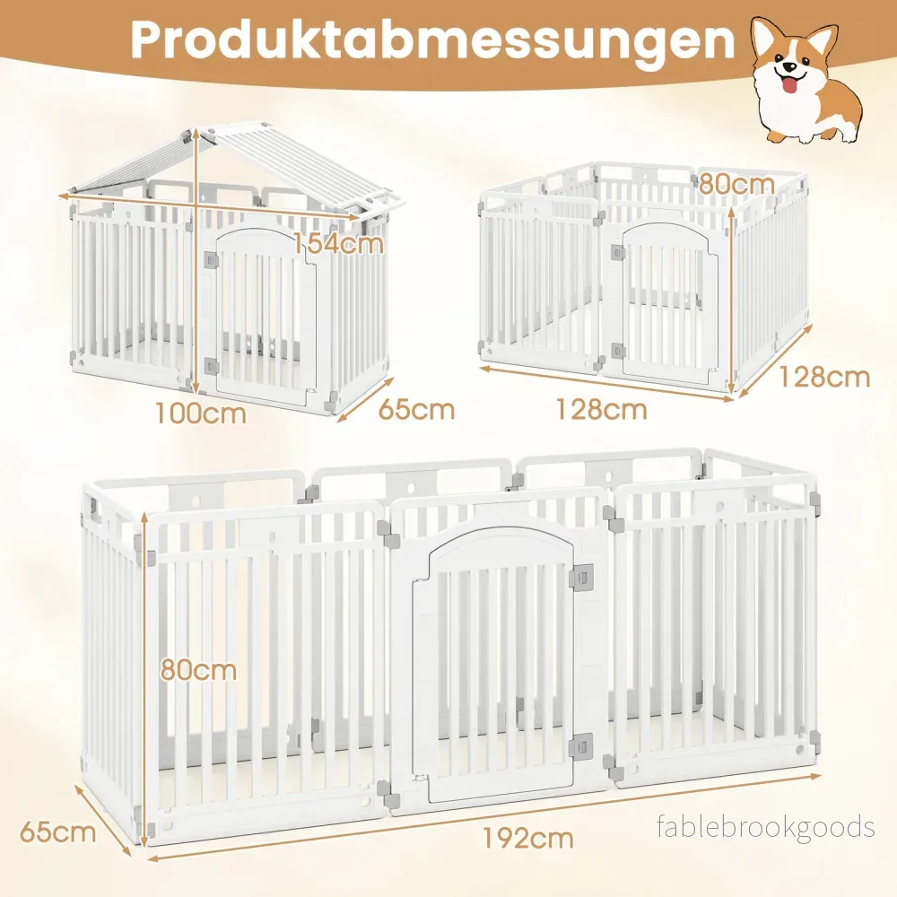 Fällbar – valplåda med paneler och låsbar dörr markspik – 8 – Vit - Bild 2
