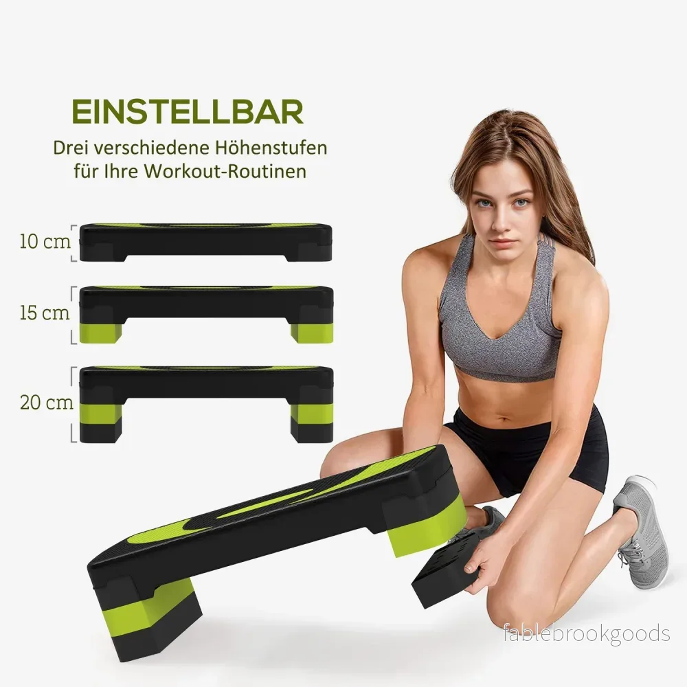 Justerbar Aerobic Stepper – 3 höjder, 150 kg kapacitet, grön - Bild 3