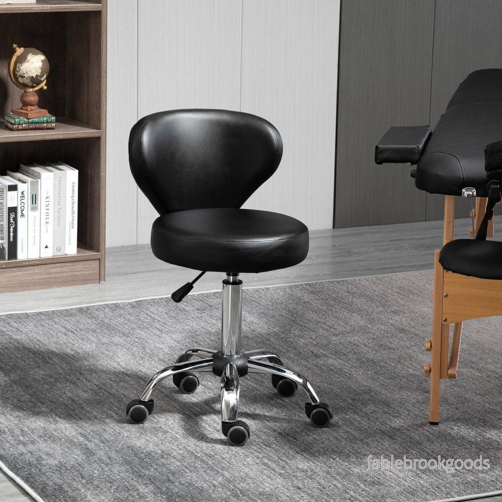Roterande massagepall – justerbar ergonomisk sits, svart konstläder - Bild 2