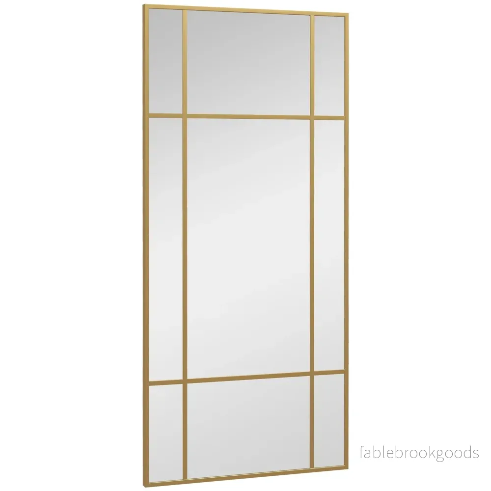 Guld rektangulär väggspegel, 110 x 50 cm metallram
