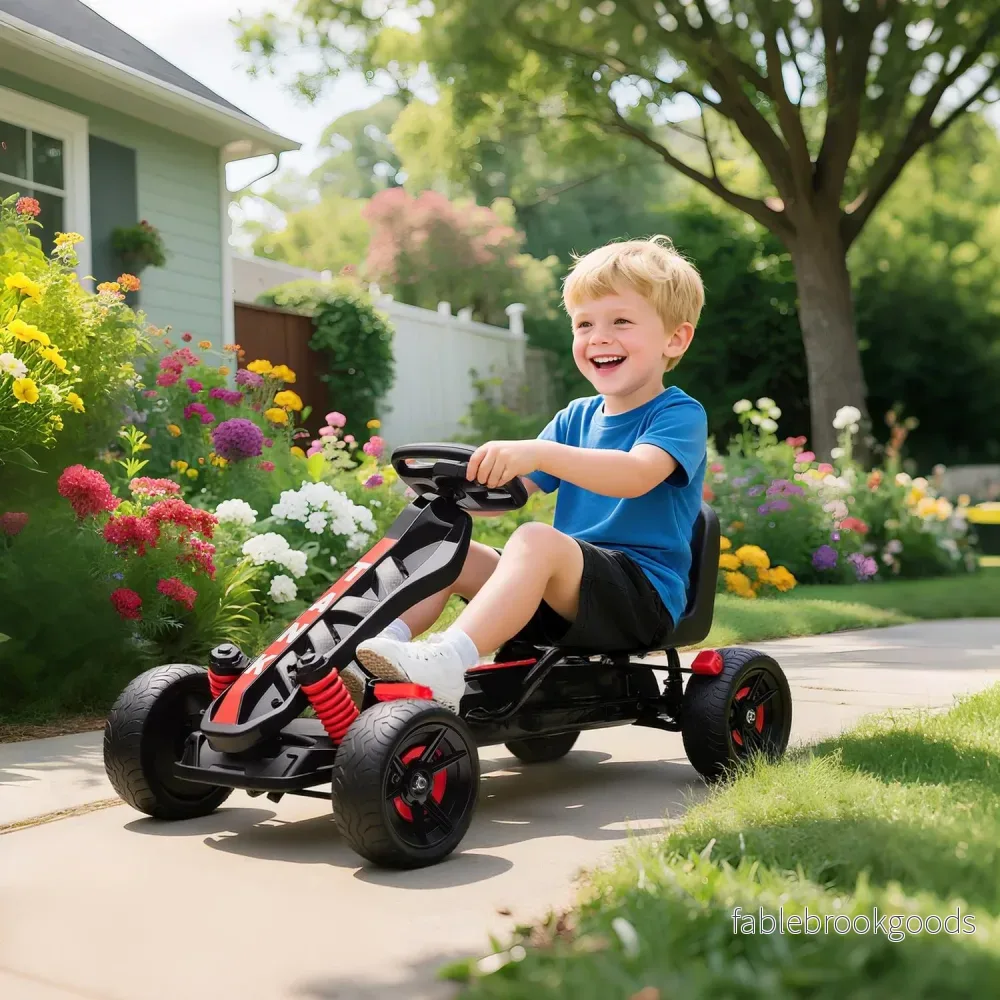 Trampgokart för barn, broms, halkfria hjul, åldrar 3-6 - Bild 2
