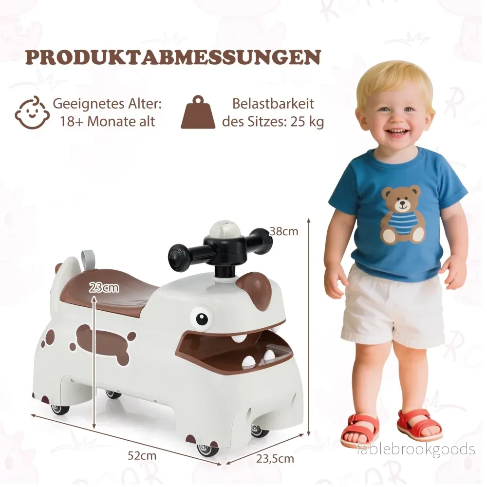 Litet – barn sittande leksaksfordon med förvaring under sätet, ljus, musik och horn – Vit - Bild 2