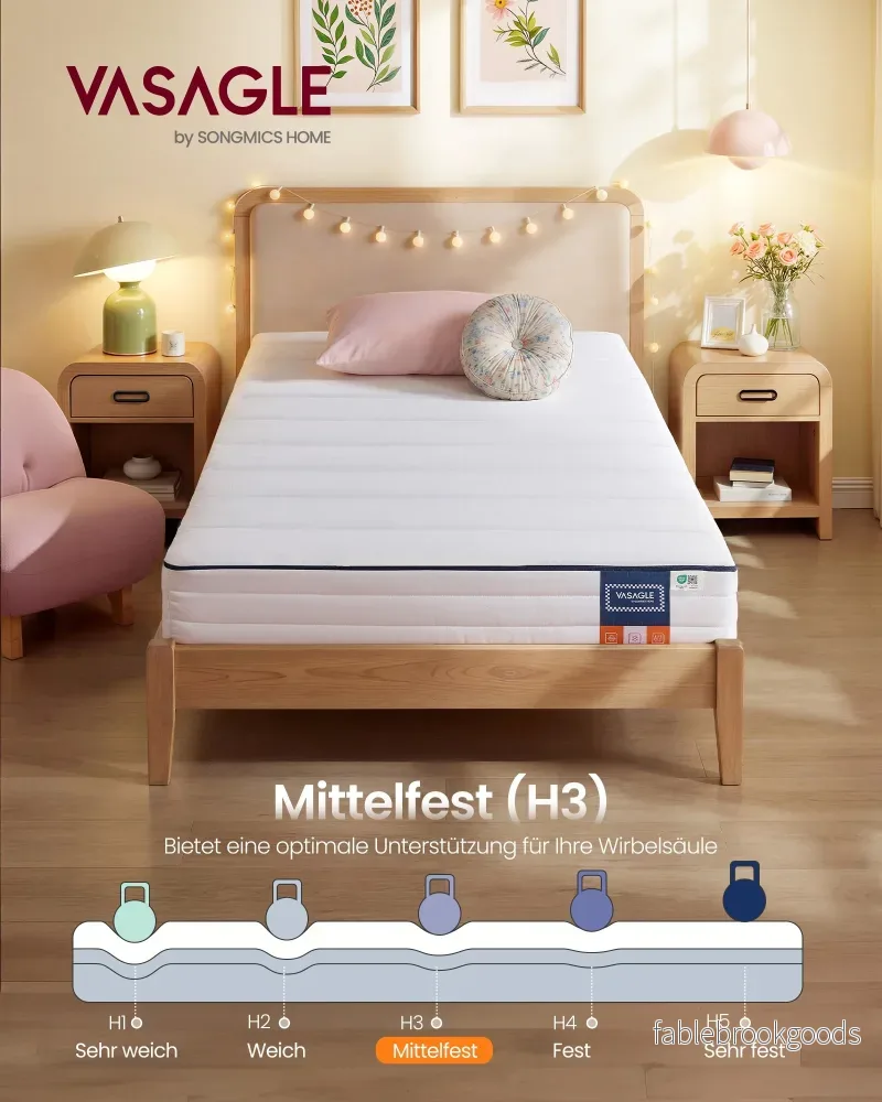 Matras - 90 x 200 cm - Gel-traagschuim - 12 cm dik - Wit - 7-zone ondersteuning - Ademend - Afneembare en machinewasbare hoes - Bild 2