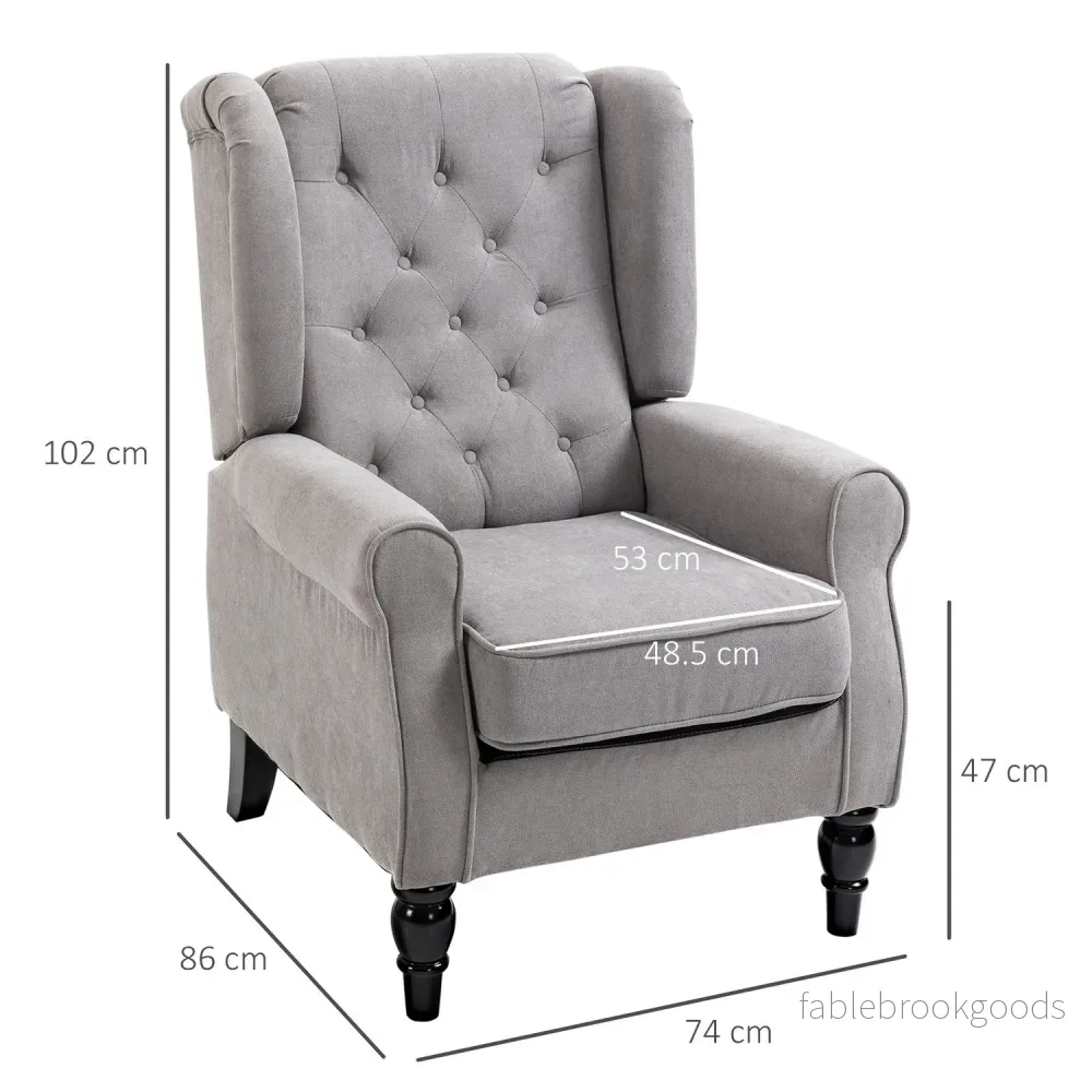 Grå Wingback Accent Stol, Tuftad, Polyester, 74x86x102cm - Bild 3