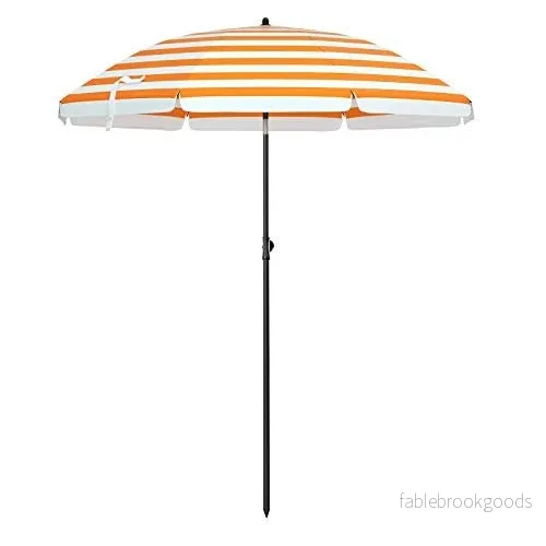 Strandparasoll – Fällbart – Ø 160 cm – Randigt orange/vit Strandparasoll – Fällbart – Ø 160 cm – Randigt orange/vit