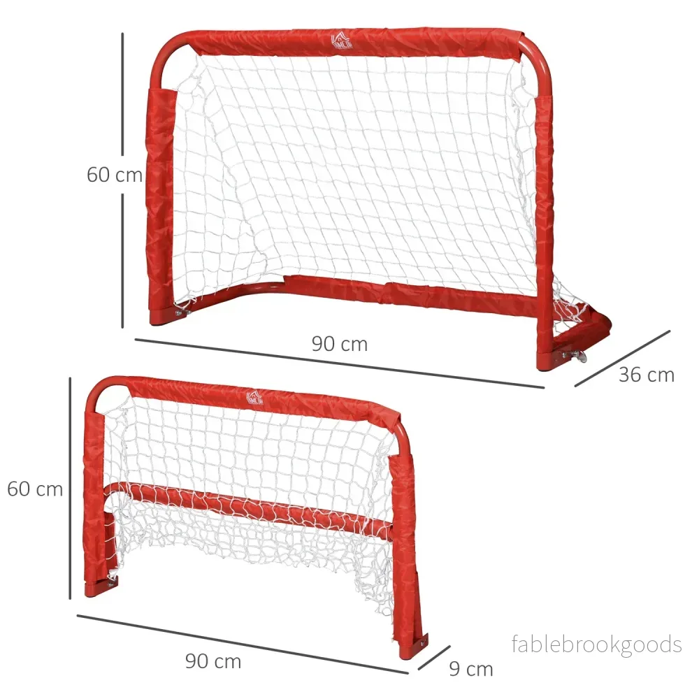 Minifotbollsmål set med 2, hopfällbart stål och tetrolon, röd - Bild 3