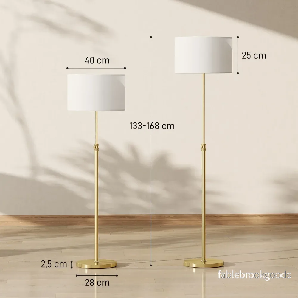 Golvlampa med fjärrkontroll, justerbar höjd, tygskärm - Bild 3