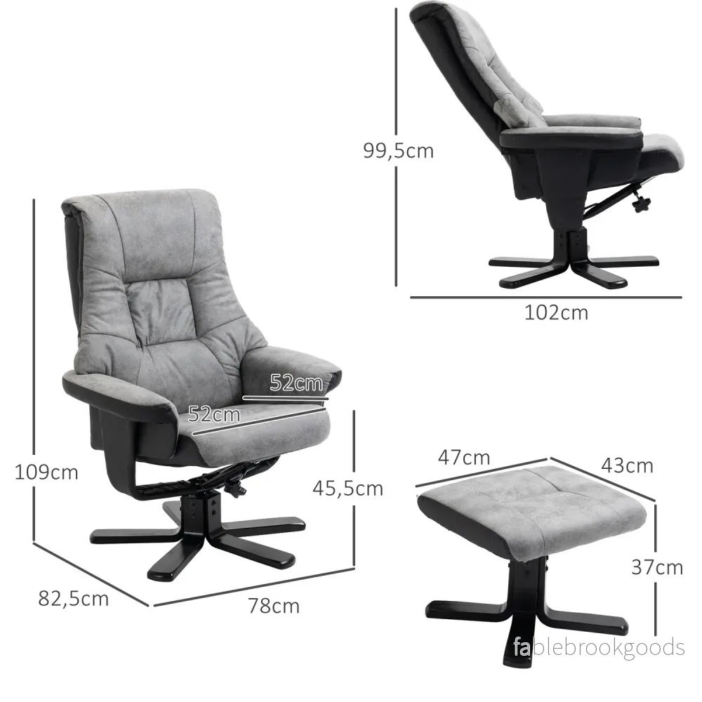 Roterande vilstol med pall, mikrofibergrå - Bild 3