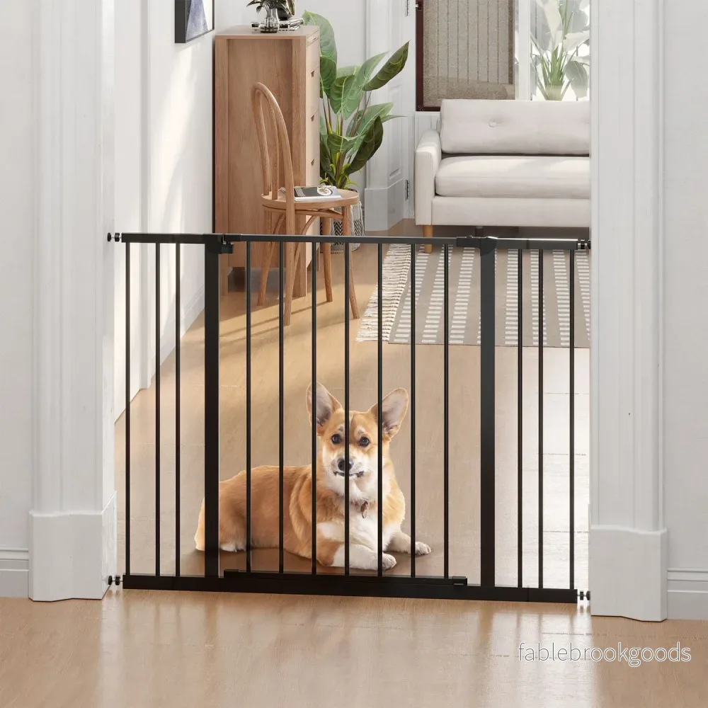 Pet Dog Gate – Black Steel, No-Drill, 76-107x76cm - Bild 2