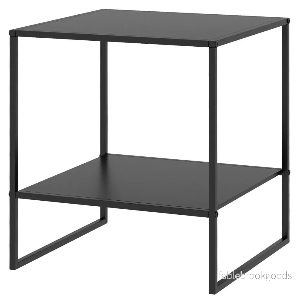 Svart sidobord med hylla – Stålstomme 40x40x45 cm