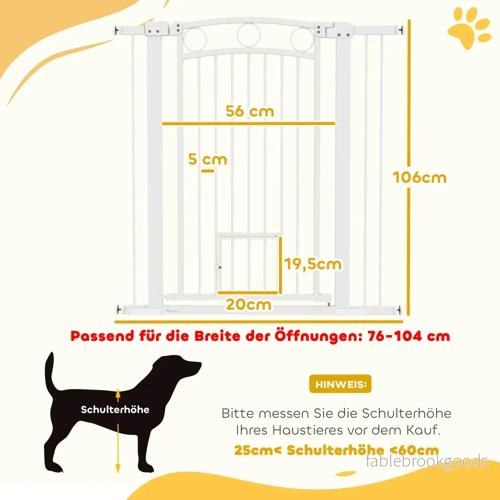 Vit stålskyddsgrind för hund och katt, 76-104 cm, ingen borrinstallation - Bild 3