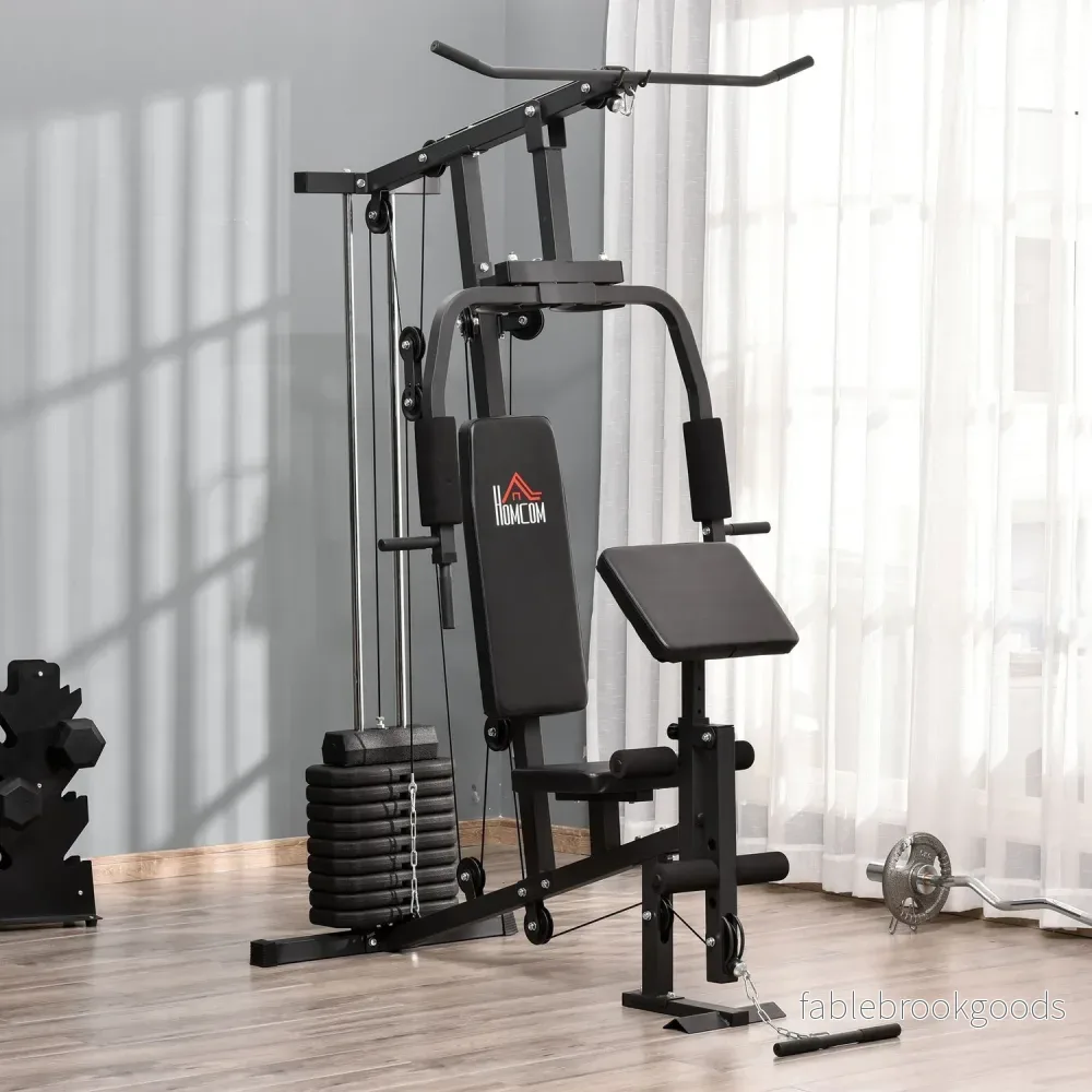 Multi-Gym Fitness Station med vikter och stoppning, svart - Bild 2