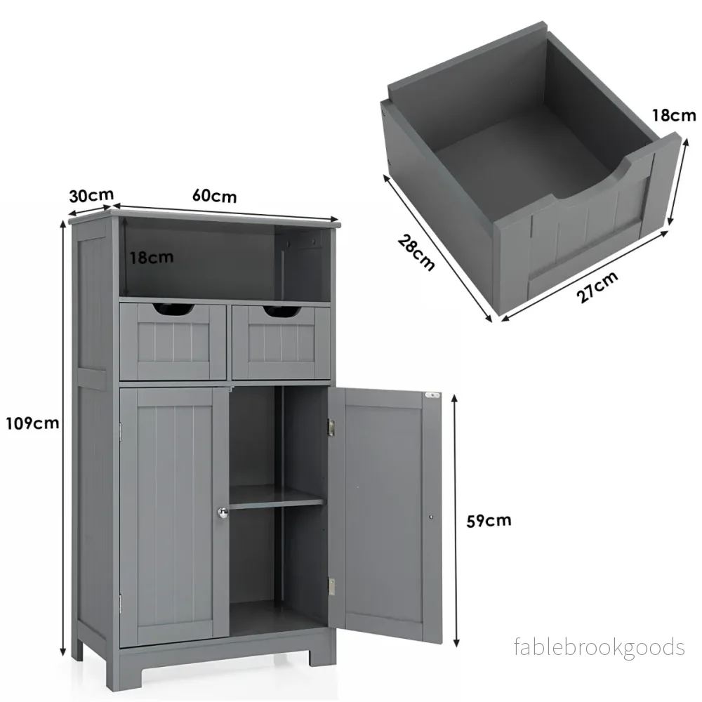 Fristående – skåp med lådor för kök Badrum – 60 x 30 x 109 cm – Grå - Bild 3