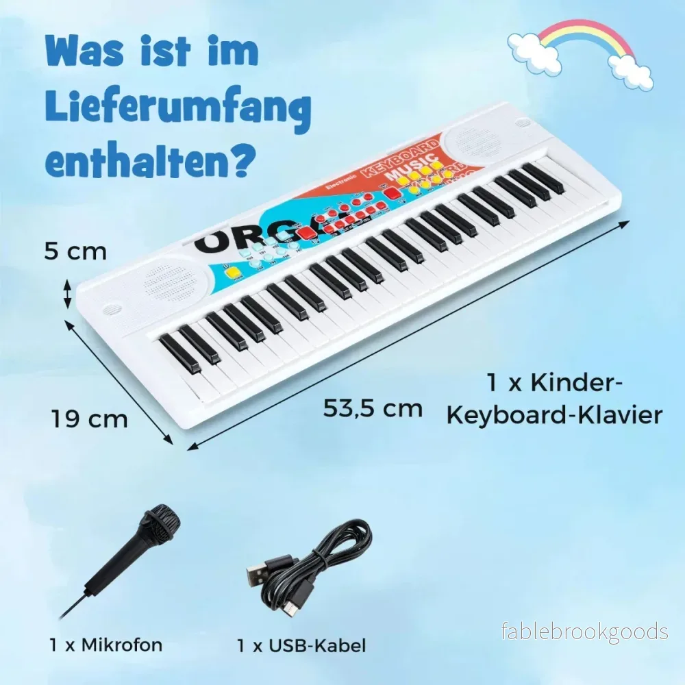 tangenter – barnpiano keyboard med rytmer och ljud Bärbart elektriskt Vitt – 49 8 8 – Vit - Bild 2