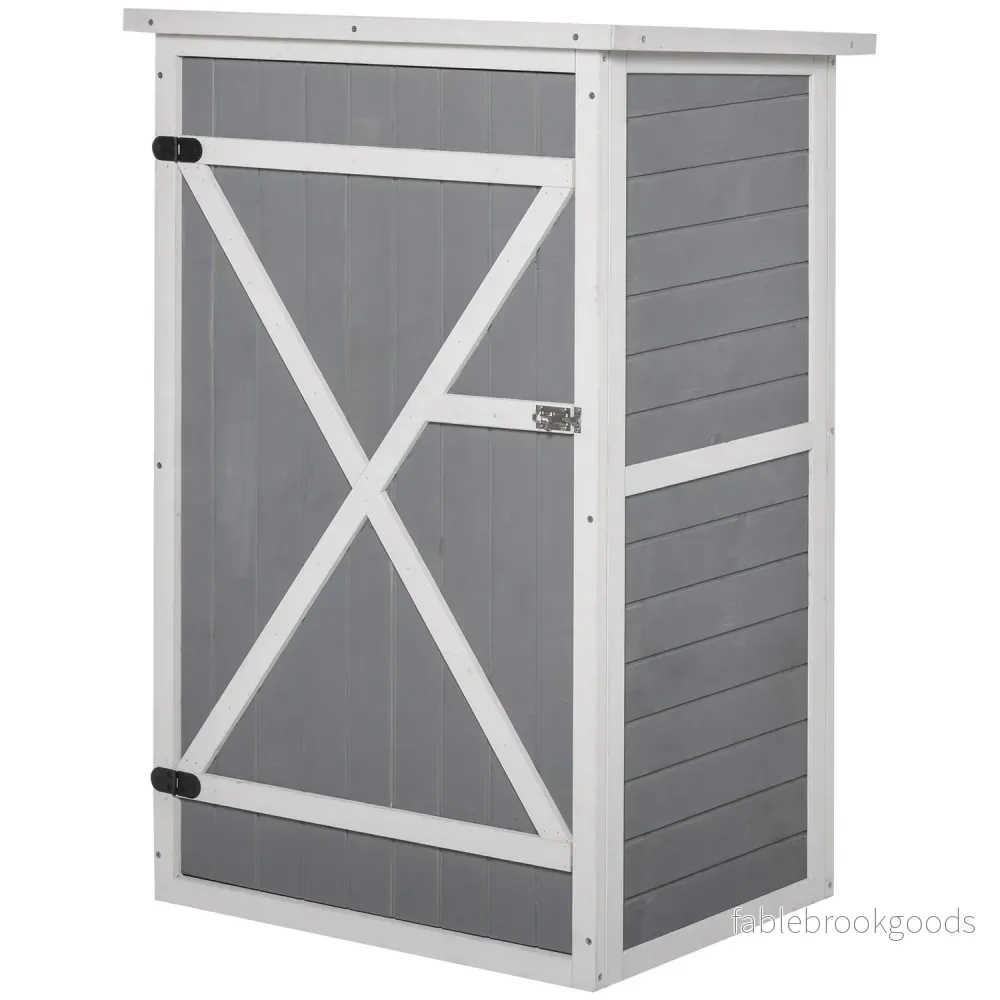 Verktygsförvaring för trädgårdsskjul, gran, 75x56x115cm, svart/grå/vit