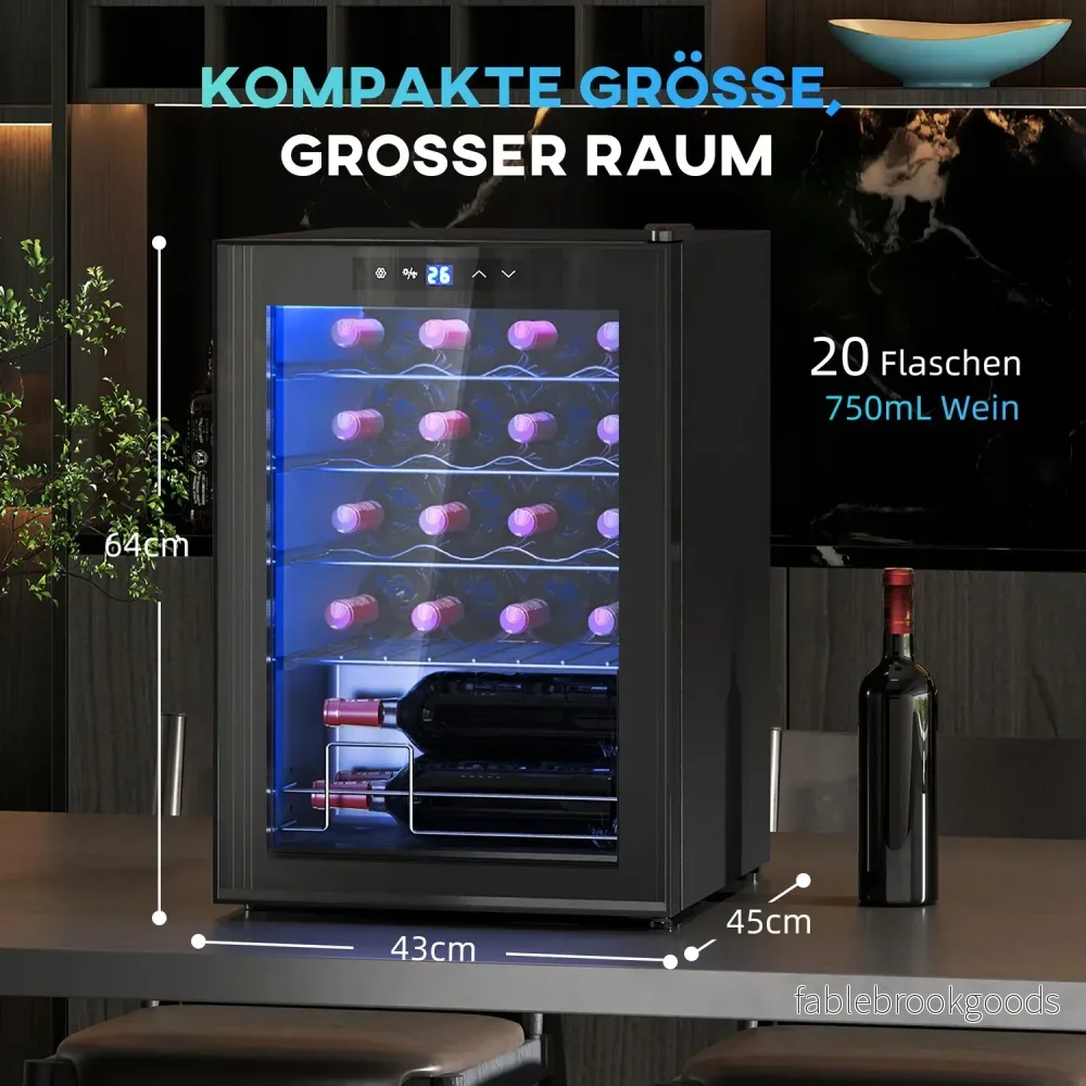 Vinkylskåp 20 flaskor, Anti-UV-glas, LED-ljus - Bild 3