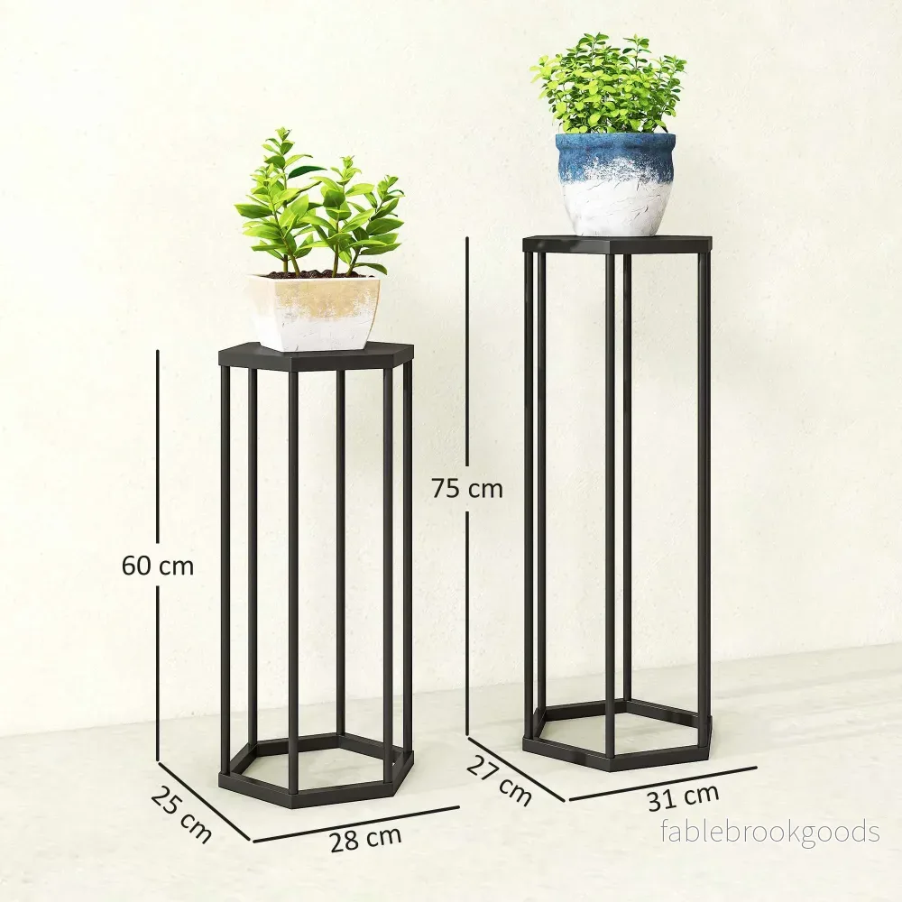 Sexkantiga växtställ i metall, för inomhusbruk och utomhusbruk, 2-pack - Bild 3