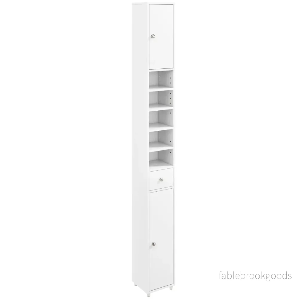 Smalt – badrumsskåp högskåp med dörrar och låda – 2 1 20 x 20 x 180 cm – Vit