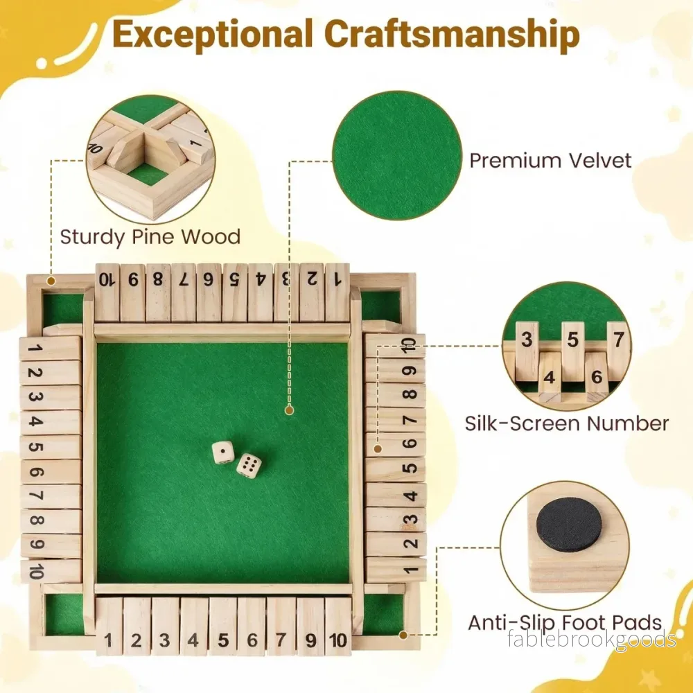 Shut – The Box spel för med tärningar och robust naturfärgad – 2-4 2 – Natur - Bild 3