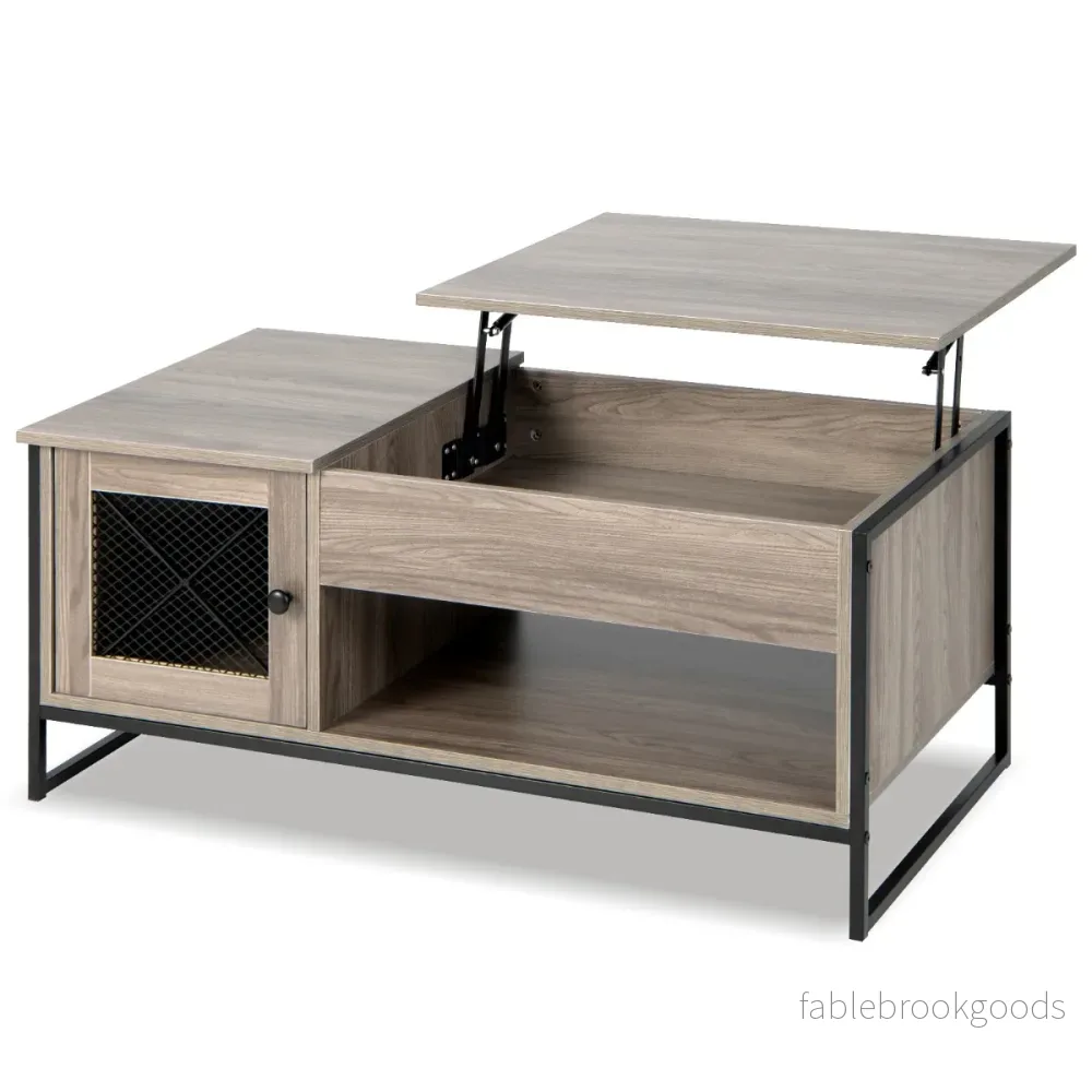 Soffbord – med lyftplatta Mittbord pneumatisk lyftanordning – 106 x 55 x 44,5 cm – Grå - Bild 2