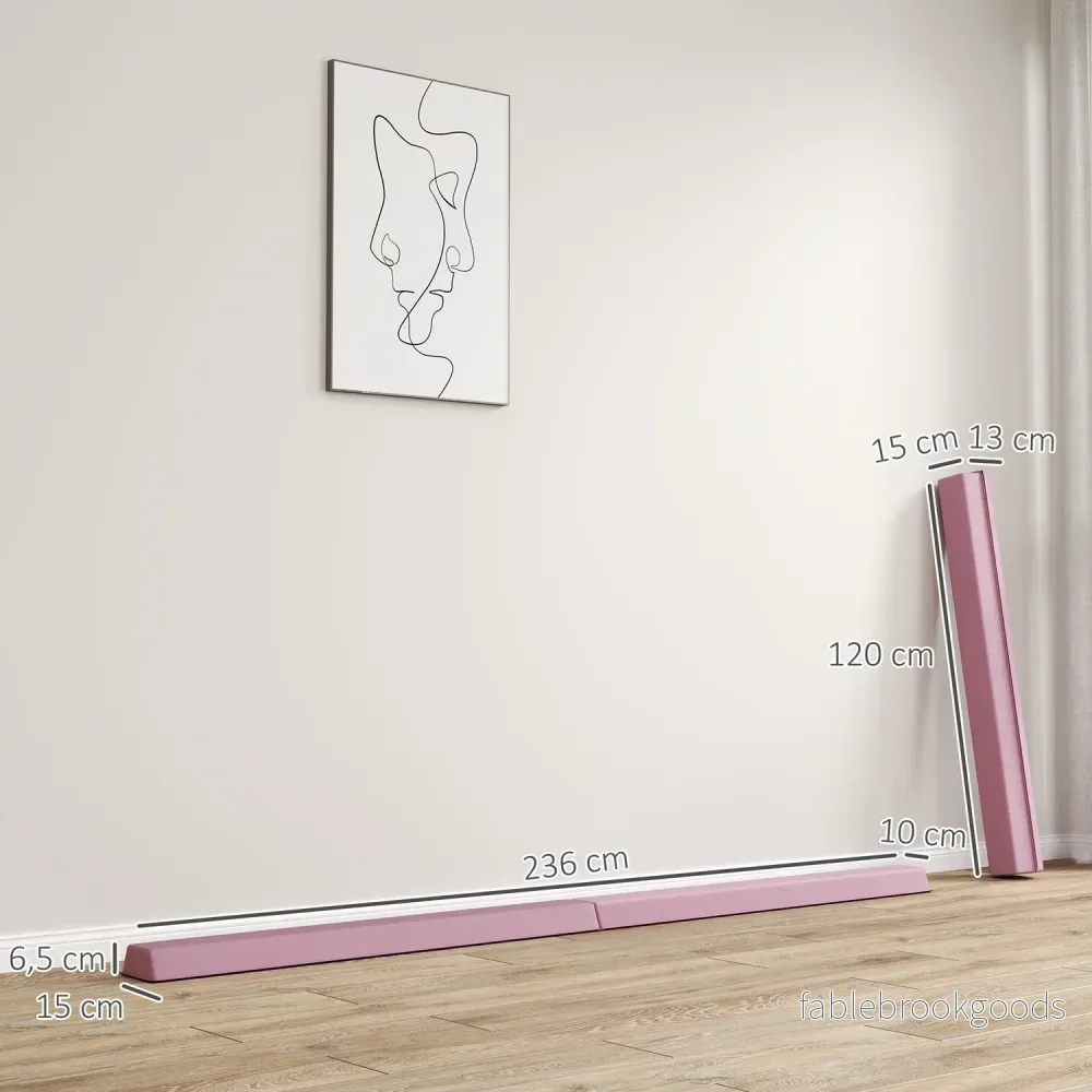 Bärbar 236 cm halkfri rosa gymnastikbalk för barn - Bild 2