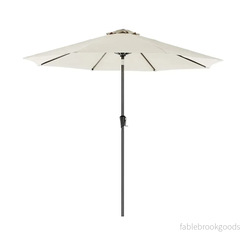 Trädgårdsparasoll – Tiltbar med vev – Ø 270 cm – Beige Trädgårdsparasoll – Tiltbar med vev – Ø 270 cm – Beige