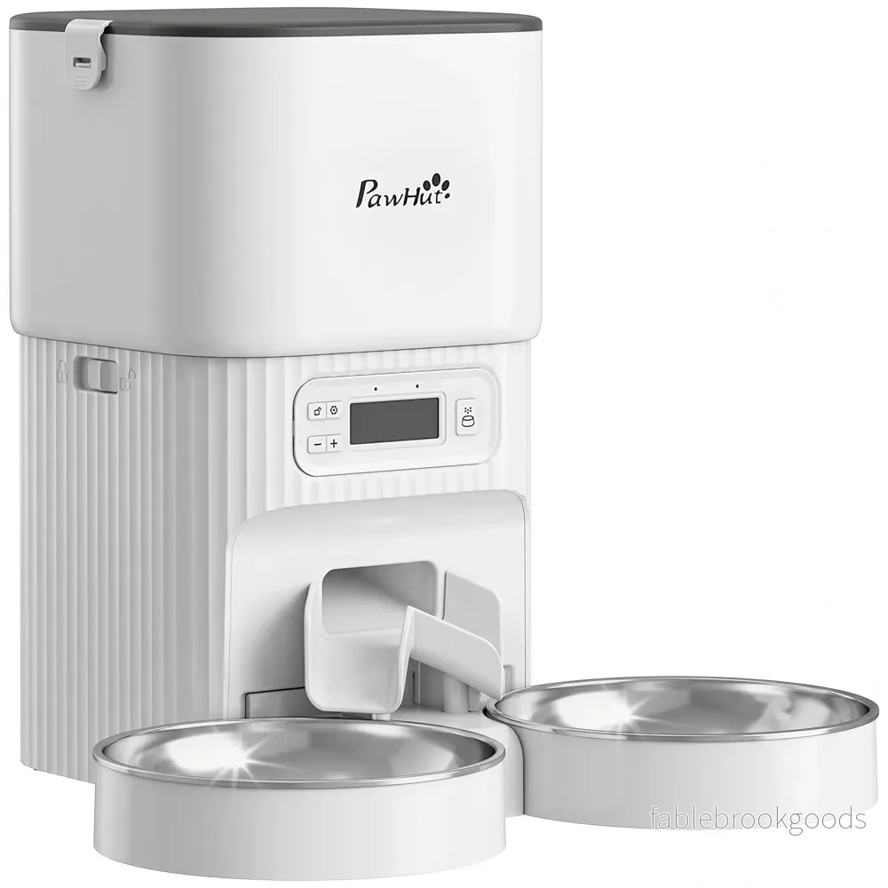 Automatisk kattmatare, 4L timer, 2 rostfria skålar