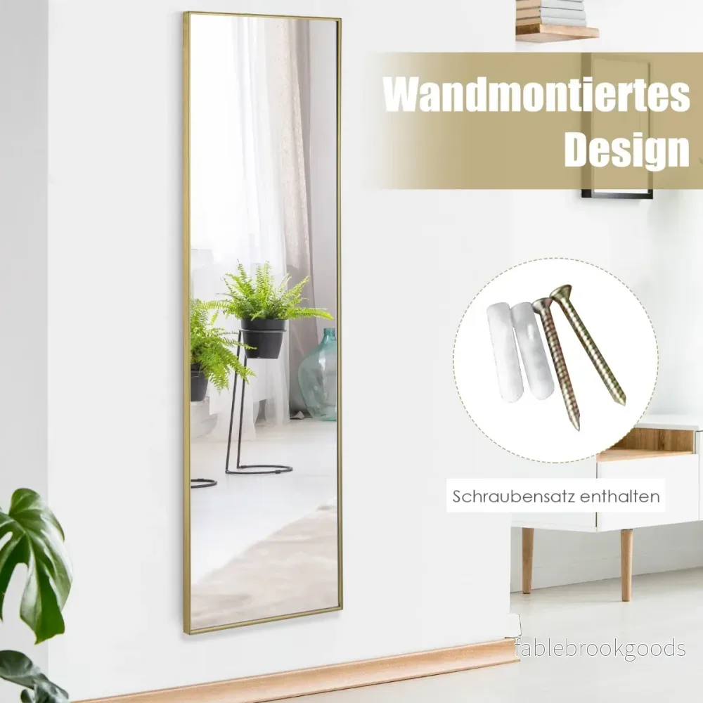 Hellängdsspegel – med höjdjusterbara hängkrokar Väggspegel Gyllene – 37 x 120 cm – Guld - Bild 3