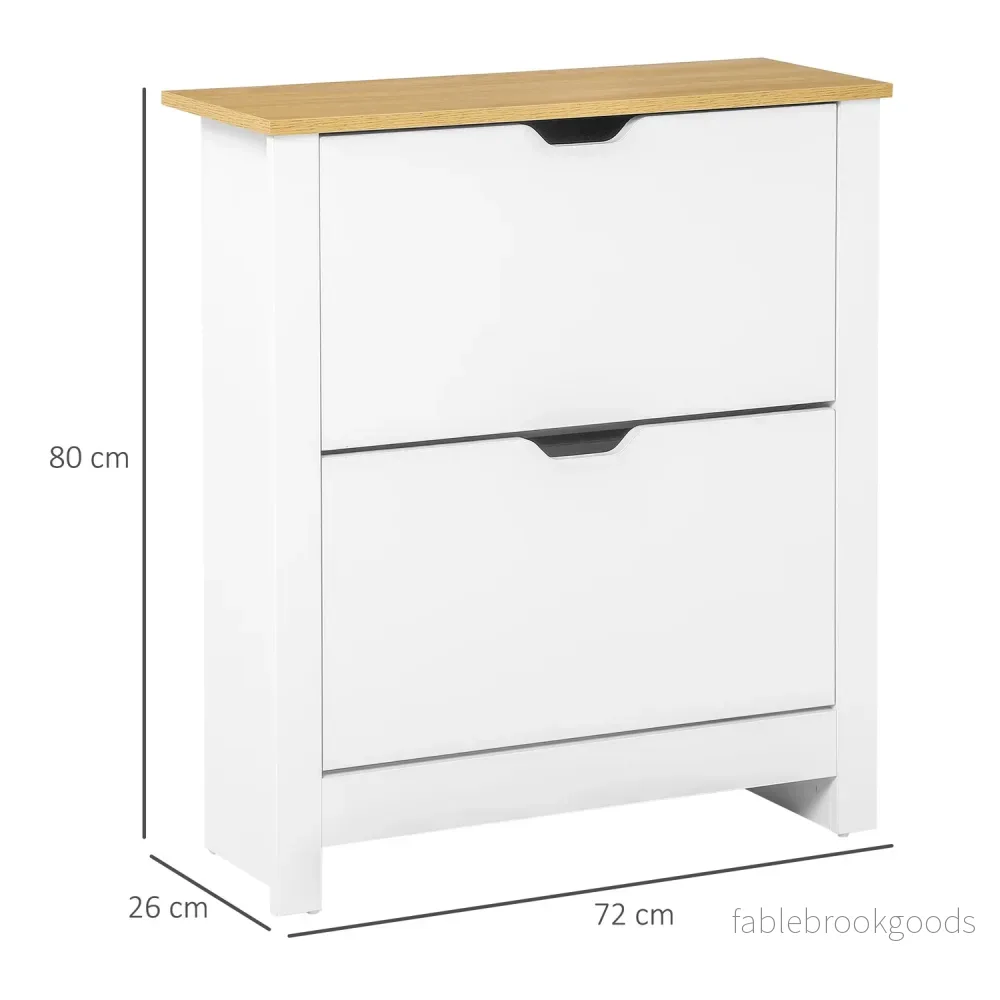 Utrymmesbesparande skoskåp, vit & natur, 12-pars kapacitet - Bild 3