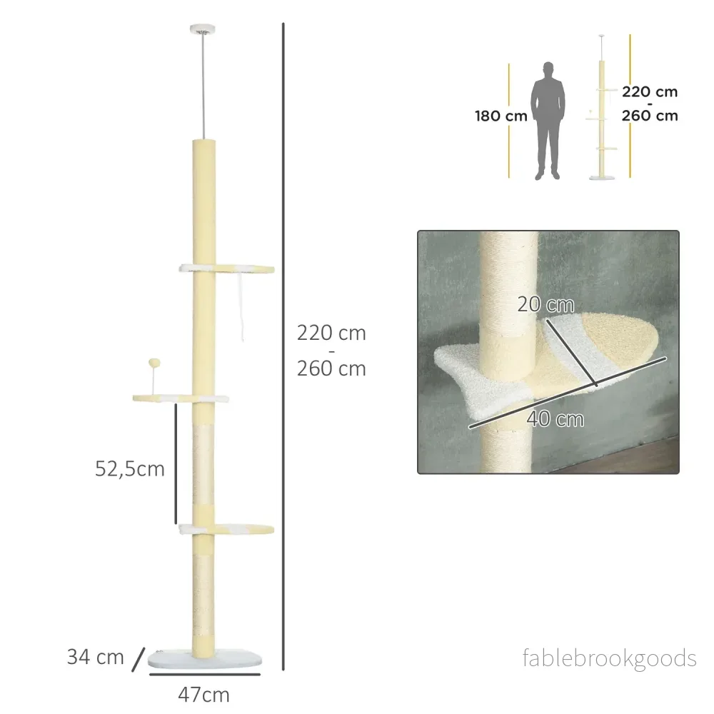 Justerbar kattskrapstolpe med lekboll, 220-260 cm - Bild 3